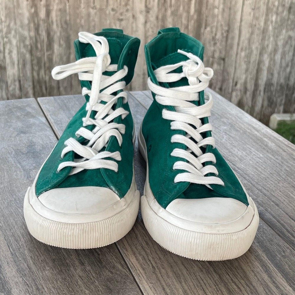 PF Flyers Center Hi Sneakers Men 8.5 Green Suede Leather High Top AA22S1AV Shoes - Picture 2 of 13
